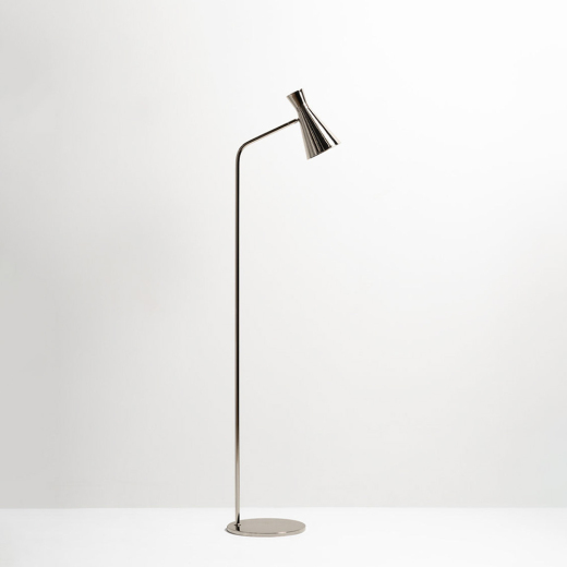 Nelly floor lamp Tosconova with galvanic finish colour Nickel front lamp off