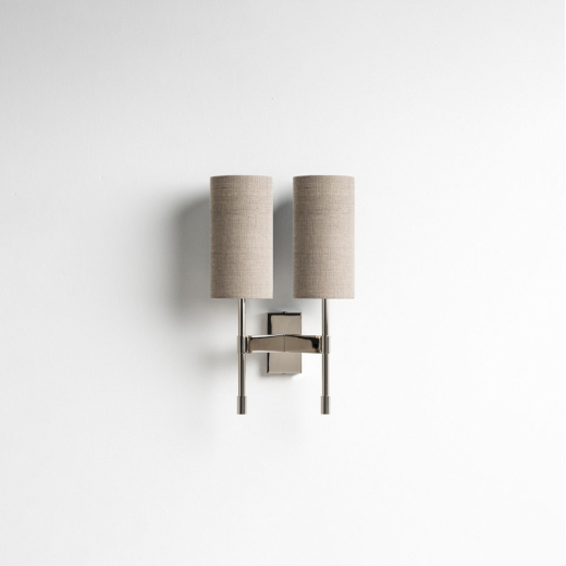 Yves double wall lamp Tosconova with galvanic finish colour Nickel and lampshade colour 01 front lamp off