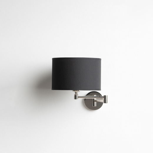 William wall lamp Tosconova in galvanic finish nickel and black lampshade colour 03 front photo lamp off