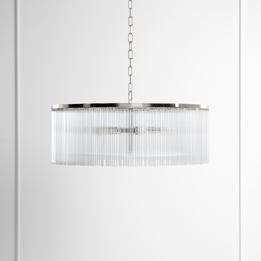 Tulipano chandelier Tosconova with decorative glass pendants front photo lamp off