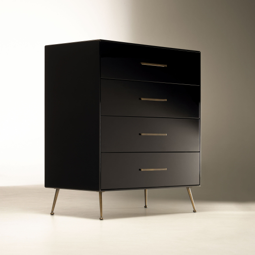Comò Baglio Tosconova con finitura lucida 16 nero foto tre quarti