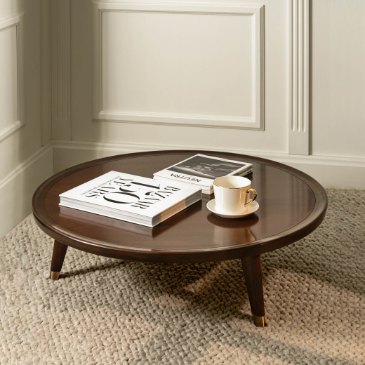 Teseo small table diameter 90 cm Tosconova in Mahogany wood 01 three quarter