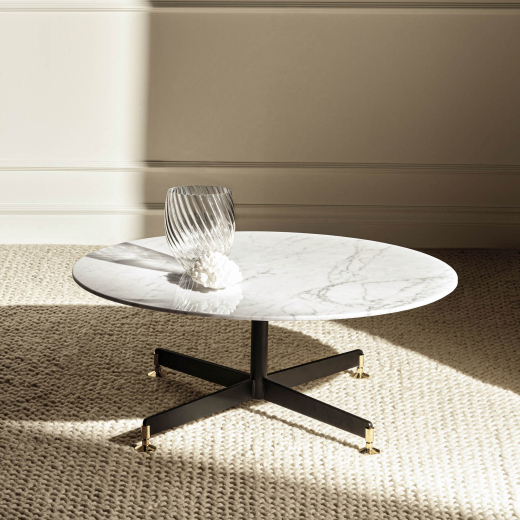 Lalo small table diameter 90 cm in Carrara marble