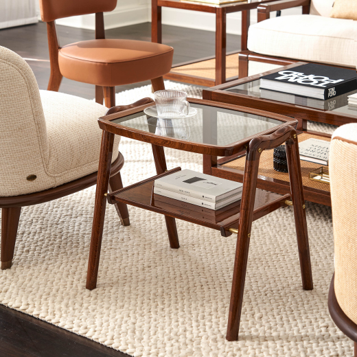 Amilcare 52x55cm small table Tosconova in Mahogany wood with finish colour 11 three-quarter
