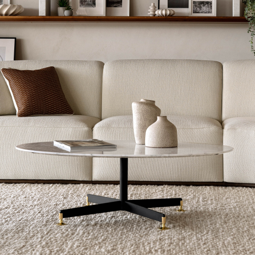 Lalo small table diameter 110 cm in Carrara marble front