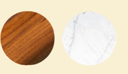 Canaletto walnut and Carrara marble finishes