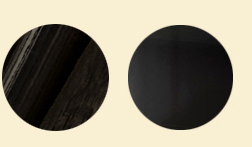 Glossy black wood and dark glass
